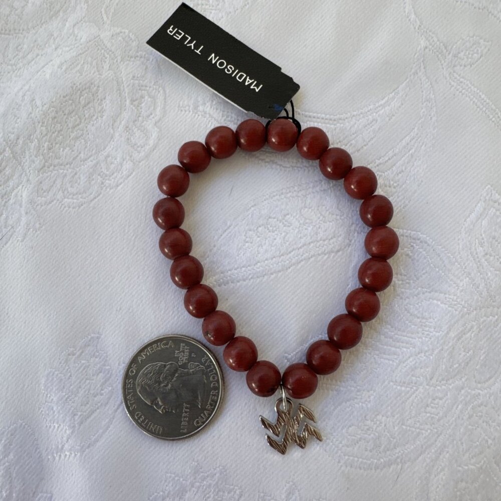 Madison Tyler Dark Orange Stretch Stackable Beaded Bracelet NWT
